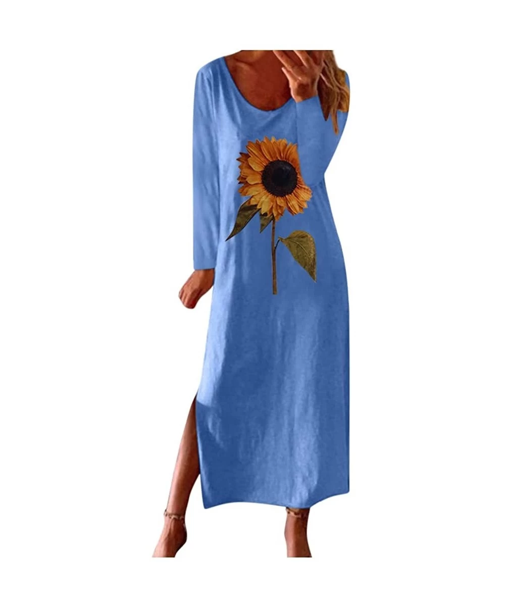 Cover-Ups Summer Dresses for Women Plus Size V Neck Tie Dyeing Print Dress Casual Short Sleeve Dress Beach Boho Dress Y f Blu...