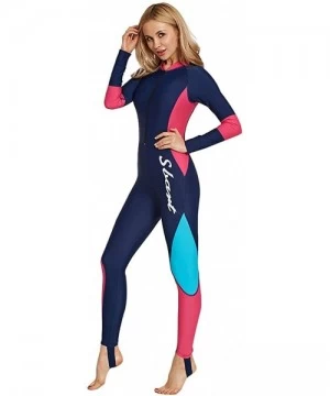 Racing Women Swim Bodysuit Full Body Long Sleeve Diving Swimwear - Blue - CP18QU97XIN