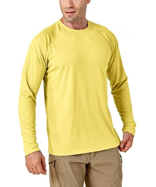 Rash Guards Men's Shirts-UPF 50+ UV Sun Protection Long Sleeve Shirts Quick-Dry Outdoor T-Shirt - Yellow - CA18XMM0DQC