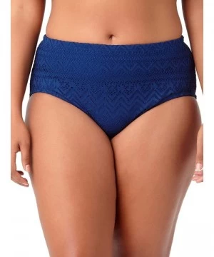 Tankinis Womens Solid Crochet Lace Brief Swimsuit Bottom - Indigo - C518RAQ97HT