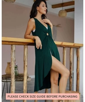 Cover-Ups Beach Coverups for Women Swimsuit Cover Ups for Women Beach Dress Fashion Pleated Design Atlantic Deep Green - CJ19...