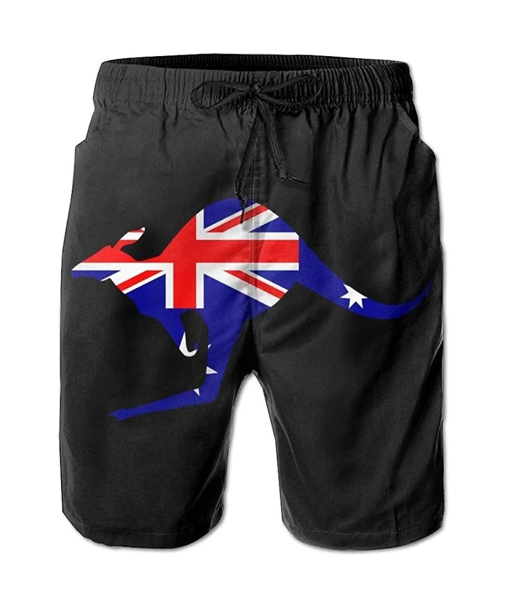 Board Shorts Men's Board Shorts Kangaroo Australian Flag Swimming Trunks Casual Pants - White - CW18W67HZ8K