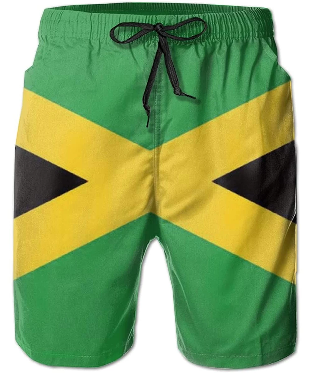 Board Shorts Men Summer Casual Swimming Shorts Quick Dry Swimming Shorts with Pockets - Jamaican Flag - CE198YCL57W