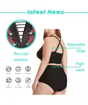 One-Pieces Women Plus Size Swimwear high Waisted Swimsuit Tummy Control Bikini Tankini(FBA) - Cut Outs Black Bikini - CF18UWT...