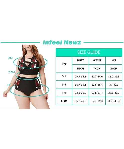 One-Pieces Women Plus Size Swimwear high Waisted Swimsuit Tummy Control Bikini Tankini(FBA) - Cut Outs Black Bikini - CF18UWT...