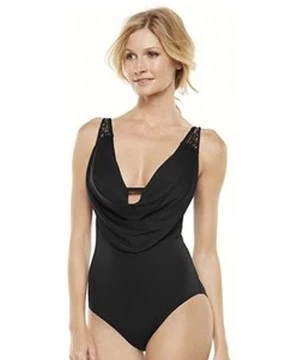 One-Pieces Cowlneck One-Piece Swimsuit for Women - Black - CB11WSURQDB