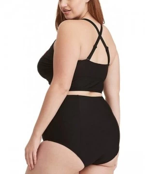 One-Pieces Women Plus Size Swimwear high Waisted Swimsuit Tummy Control Bikini Tankini(FBA) - Cut Outs Black Bikini - CF18UWT...