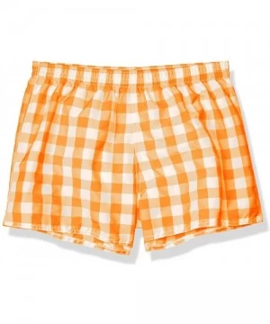 Trunks Men's European Textured Plaid Retro Swim Trunk - Orange - C612B00P3HZ