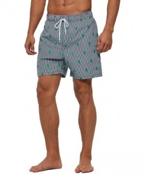 Board Shorts Men's Swim Trunks Quick Dry Athletic Swimwear Shorts with Mesh Lining and Pockets - Striped Cactus - CH19C45CQKZ