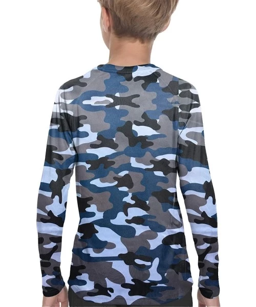 Rash Guards Sun Shirts for Youth Boys Rashguard - Long/Short Sleeve Lightweight Shirt SPF 50+ - Camouflage1 - CX198C0EYGQ