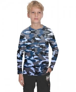 Rash Guards Sun Shirts for Youth Boys Rashguard - Long/Short Sleeve Lightweight Shirt SPF 50+ - Camouflage1 - CX198C0EYGQ