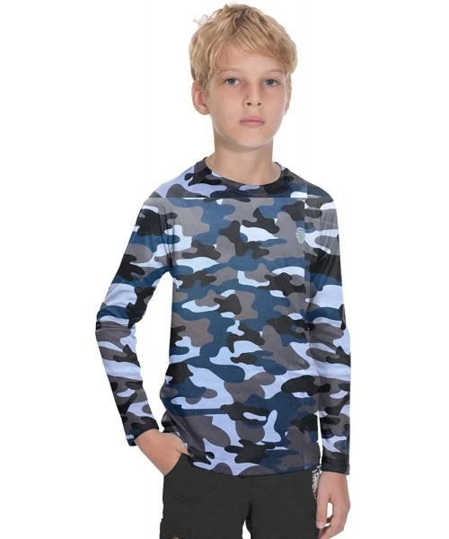 Rash Guards Sun Shirts for Youth Boys Rashguard - Long/Short Sleeve Lightweight Shirt SPF 50+ - Camouflage1 - CX198C0EYGQ