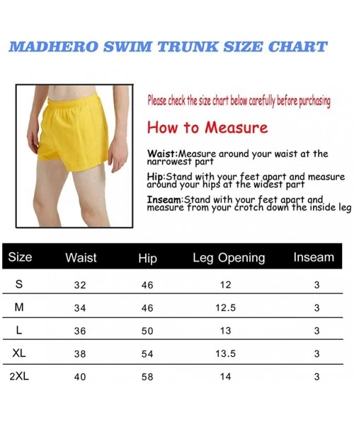 Trunks Men Swim Trunks Short with Mesh Lining Solid Bathing Suit 3" - Pack of 2 Black/Yellow - CH198GH7O3T