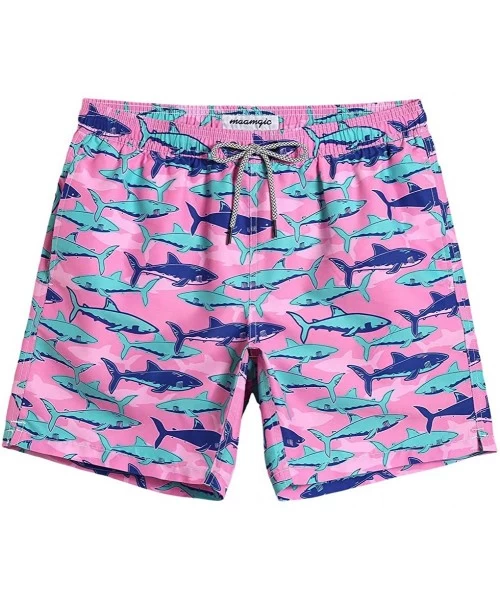 Board Shorts Mens Slim Fit Quick Dry Swim Shorts Swim Trunks Mens Bathing Suits with Mesh Lining - Shark-pink - C918O2M6H0Y