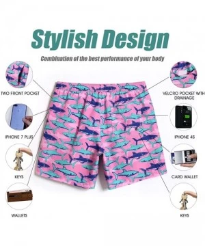 Board Shorts Mens Slim Fit Quick Dry Swim Shorts Swim Trunks Mens Bathing Suits with Mesh Lining - Shark-pink - C918O2M6H0Y