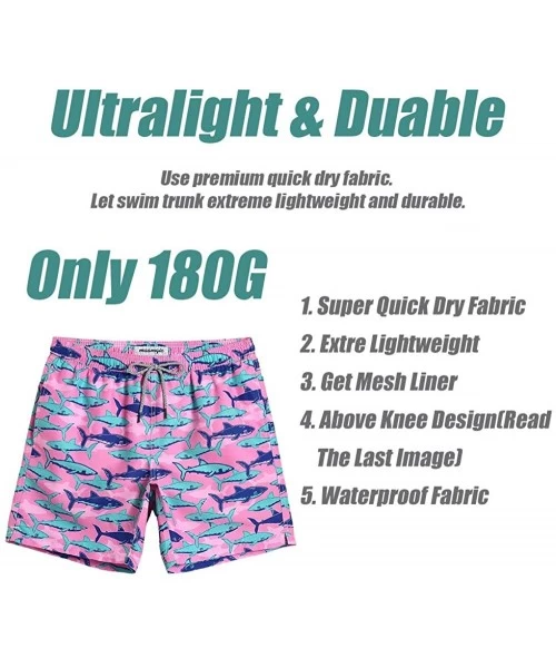 Board Shorts Mens Slim Fit Quick Dry Swim Shorts Swim Trunks Mens Bathing Suits with Mesh Lining - Shark-pink - C918O2M6H0Y