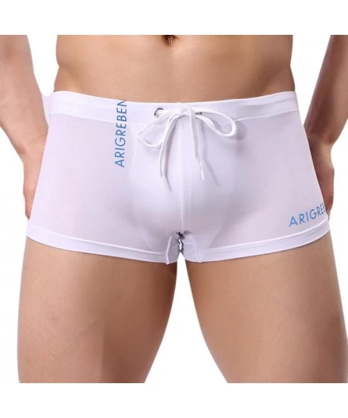 Briefs New Men's Boxer Briefs Swimming Swim Shorts Trunks Swimwear Pants - White - CI18G7KO8IG