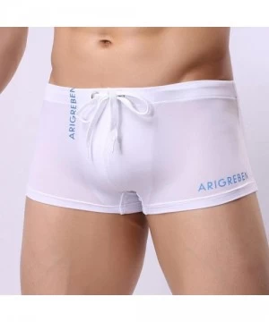 Briefs New Men's Boxer Briefs Swimming Swim Shorts Trunks Swimwear Pants - White - CI18G7KO8IG