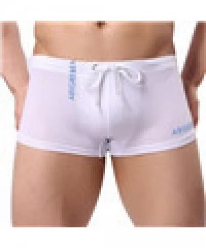 Briefs New Men's Boxer Briefs Swimming Swim Shorts Trunks Swimwear Pants - White - CI18G7KO8IG