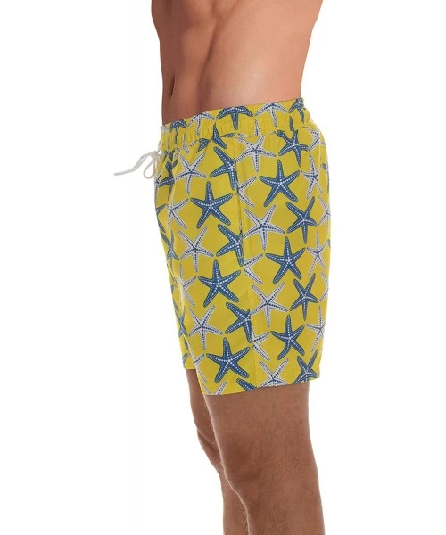 Board Shorts Men's Swimming Trunks Shorts with Pockets Quick Dry Bathing Suit - Citron - Starfish - C718Z9USDXG