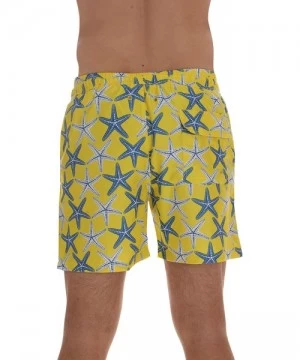 Board Shorts Men's Swimming Trunks Shorts with Pockets Quick Dry Bathing Suit - Citron - Starfish - C718Z9USDXG