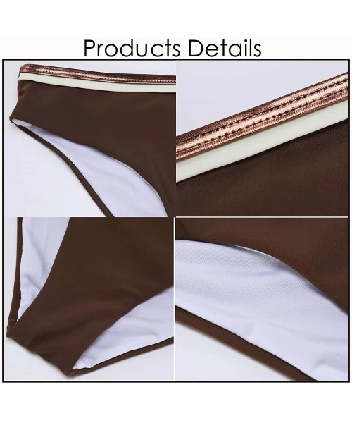 Tankinis Bandeau Bikini Swimsuit for Women Push Up Womens Bathing Suits Removable Straps Beach Sexy Swimwear Brown White Bott...