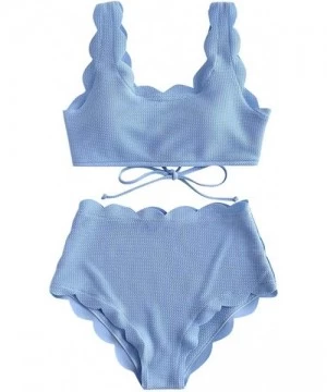 Sets 2020 Women Two Piece Push Up Tankini Sets Plus Size Beachwear Swimsuit Bikini Maillot de bain Femme - Blue - CG1997ICLML