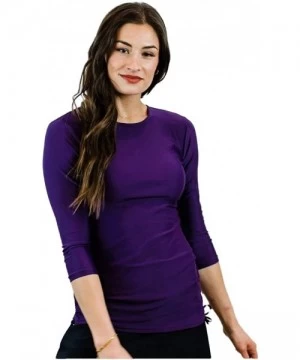 Rash Guards Modest Rash Guard 3/4 Sleeve Swim Shirt (S-XXXL) UPF 50+ - Eggplant - C21992W6CEO