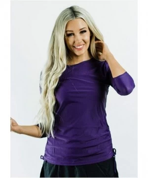 Rash Guards Modest Rash Guard 3/4 Sleeve Swim Shirt (S-XXXL) UPF 50+ - Eggplant - C21992W6CEO