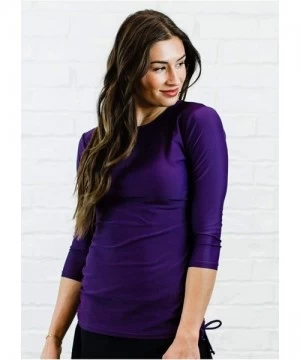 Rash Guards Modest Rash Guard 3/4 Sleeve Swim Shirt (S-XXXL) UPF 50+ - Eggplant - C21992W6CEO