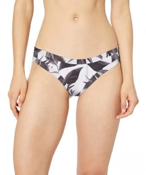 Tankinis Women's Audrey Low Rise Bikini Bottom Swimsuit - Black White Ribbed Floral - C918Z065OO2