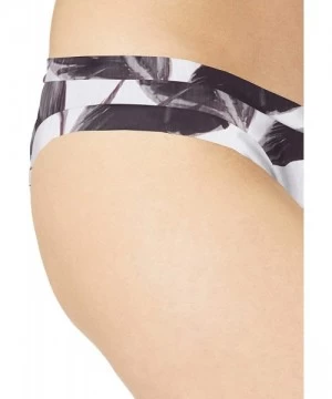 Tankinis Women's Audrey Low Rise Bikini Bottom Swimsuit - Black White Ribbed Floral - C918Z065OO2