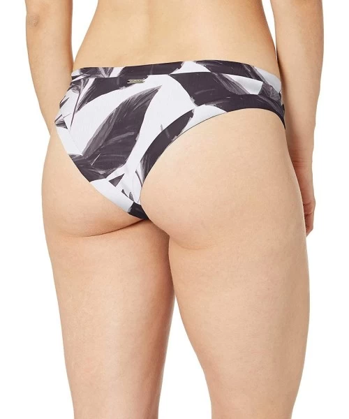 Tankinis Women's Audrey Low Rise Bikini Bottom Swimsuit - Black White Ribbed Floral - C918Z065OO2