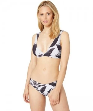 Tankinis Women's Audrey Low Rise Bikini Bottom Swimsuit - Black White Ribbed Floral - C918Z065OO2