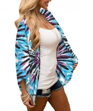 Cover-Ups Womens Beach Kimono Cardigan Chiffon Floral Print Short Cover up - F4 - C719DC2MACL