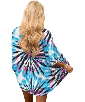 Cover-Ups Womens Beach Kimono Cardigan Chiffon Floral Print Short Cover up - F4 - C719DC2MACL