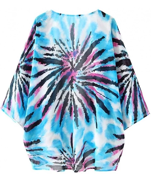 Cover-Ups Womens Beach Kimono Cardigan Chiffon Floral Print Short Cover up - F4 - C719DC2MACL