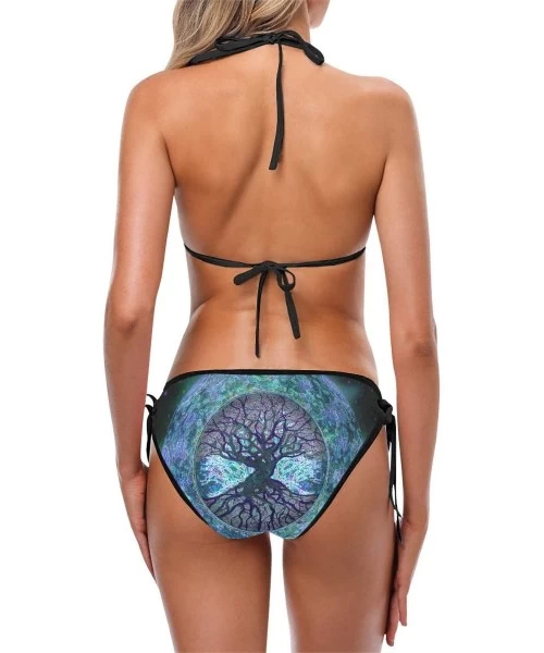 Sets Bikini Swimsuit Two Piece Swimsuit Tree of Life Shoulder Beachwear Bathing Suit for Women - Tree of Life 1 - C218DADMMT6