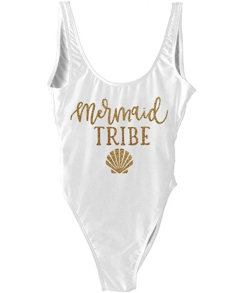 One-Pieces Glitter one Piece Bathing Suit Swimsuit Honeymoon Wedding Gift Bridal Shower Sparkly Gold - Mermaid-white - CU18IH...