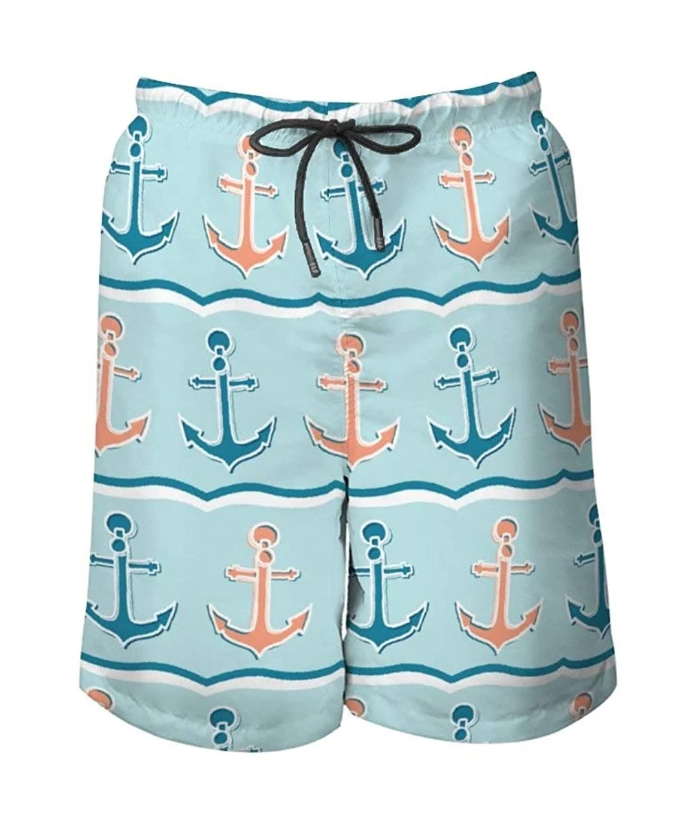 Board Shorts Anchor in a Seamless Pattern Men's Beach Shorts Casual Elastic Waist Sur Quick Dry Board Shorts Swimming Trunk -...