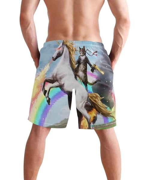 Trunks Men's Swim Trunks Fashion Swimming Shorts Beach Surfing Board Shorts Male Mens Bathing Suits - Fantasy Cat Riding Unic...