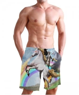 Trunks Men's Swim Trunks Fashion Swimming Shorts Beach Surfing Board Shorts Male Mens Bathing Suits - Fantasy Cat Riding Unic...