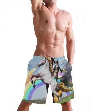 Trunks Men's Swim Trunks Fashion Swimming Shorts Beach Surfing Board Shorts Male Mens Bathing Suits - Fantasy Cat Riding Unic...