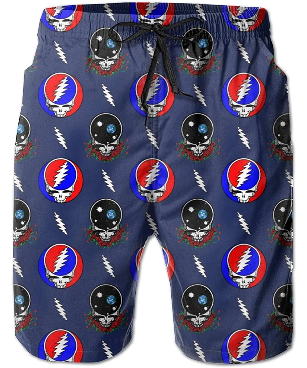 Board Shorts Outdoor Workout Board Shorts Swimwear-Grateful-Dead Lightning Skull Navy Blue - Grateful Dead C - CX190SWKIH9