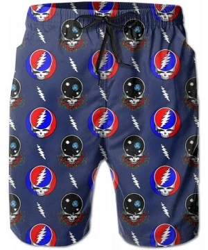 Board Shorts Outdoor Workout Board Shorts Swimwear-Grateful-Dead Lightning Skull Navy Blue - Grateful Dead C - CX190SWKIH9