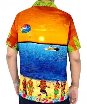 Cover-Ups Men's Designer Fashion Short Sleeve Hawaiian Shirt - Pumpkin Orange_w557 - CL12GGET5GF