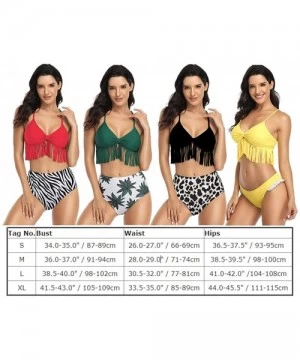 Sets Women's Tassel High Waist Bikini Sets Knot Crop Top Two Piece Swimsuit Bathing Suit Push Up Bottom Beach Swimwear Green ...