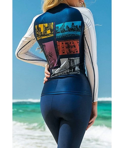 Rash Guards Women's Pullover Long Sleeve UV Protection Crew Neck Rashguard Suit Sets - Top - CB19723WADK