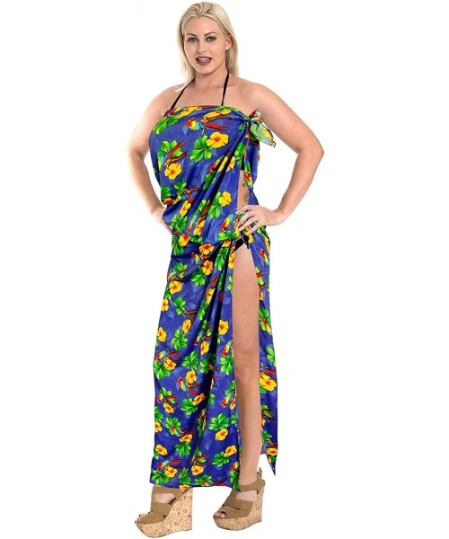 Cover-Ups Women's Swimsuit Cover Up Sarong Bikini Pareo Beach Wrap Full Long G - Blue_b718 - C51885RHIWU