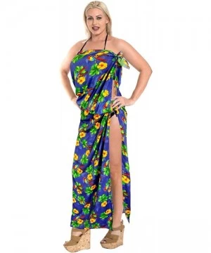 Cover-Ups Women's Swimsuit Cover Up Sarong Bikini Pareo Beach Wrap Full Long G - Blue_b718 - C51885RHIWU